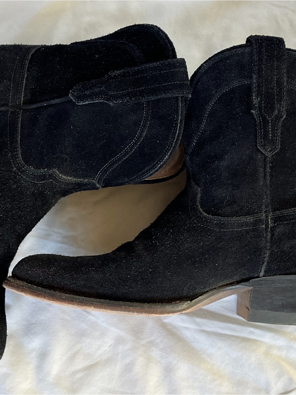 Women’s Tecovas Black Suede Western Ankle Boots - Picture 7 of 8